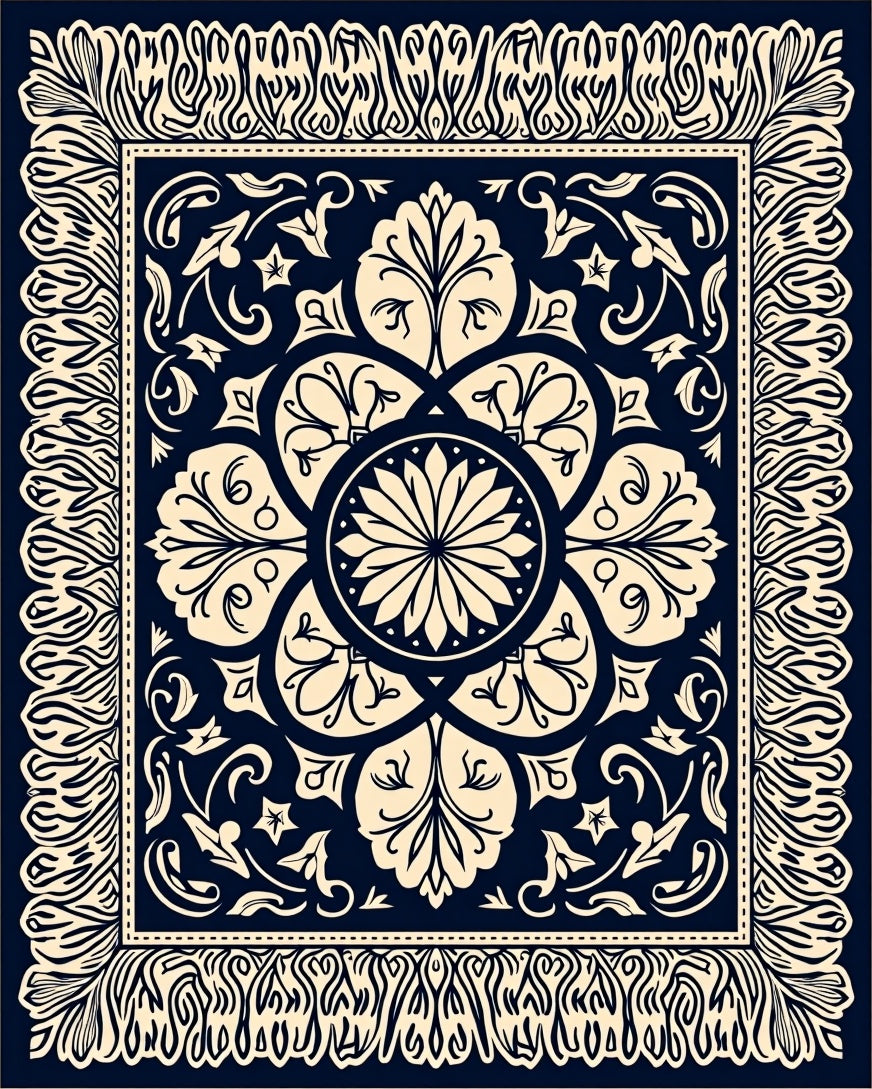 Intricate Floral Medallion Patterned Rug