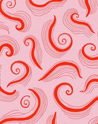 Abstract Red Swirls Pattern Rug