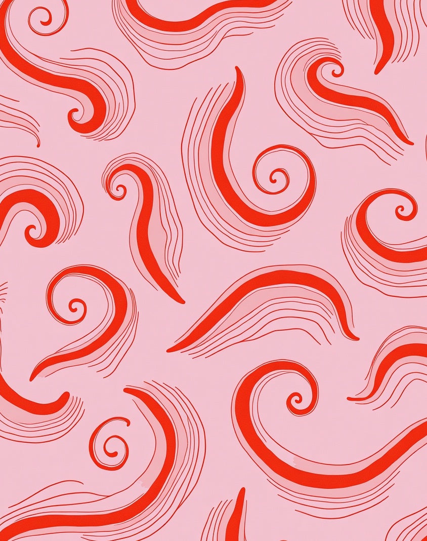 Abstract Red Swirls Pattern Rug