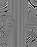 Abstract Geometric Black White Maze Pattern Rug