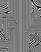 Abstract Geometric Black White Maze Pattern Rug