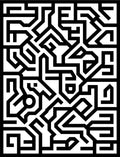 Black White Abstract Geometric Maze Pattern Rug