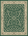 Elegant Green Cream Floral Scroll Rug