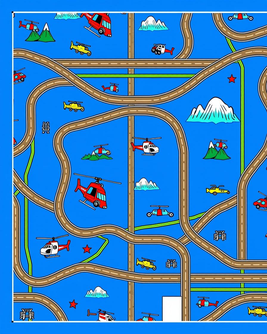 Blue Sky Road Race Helicopters Rug