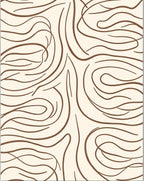 Organic Brown Wavy Line Pattern Rug