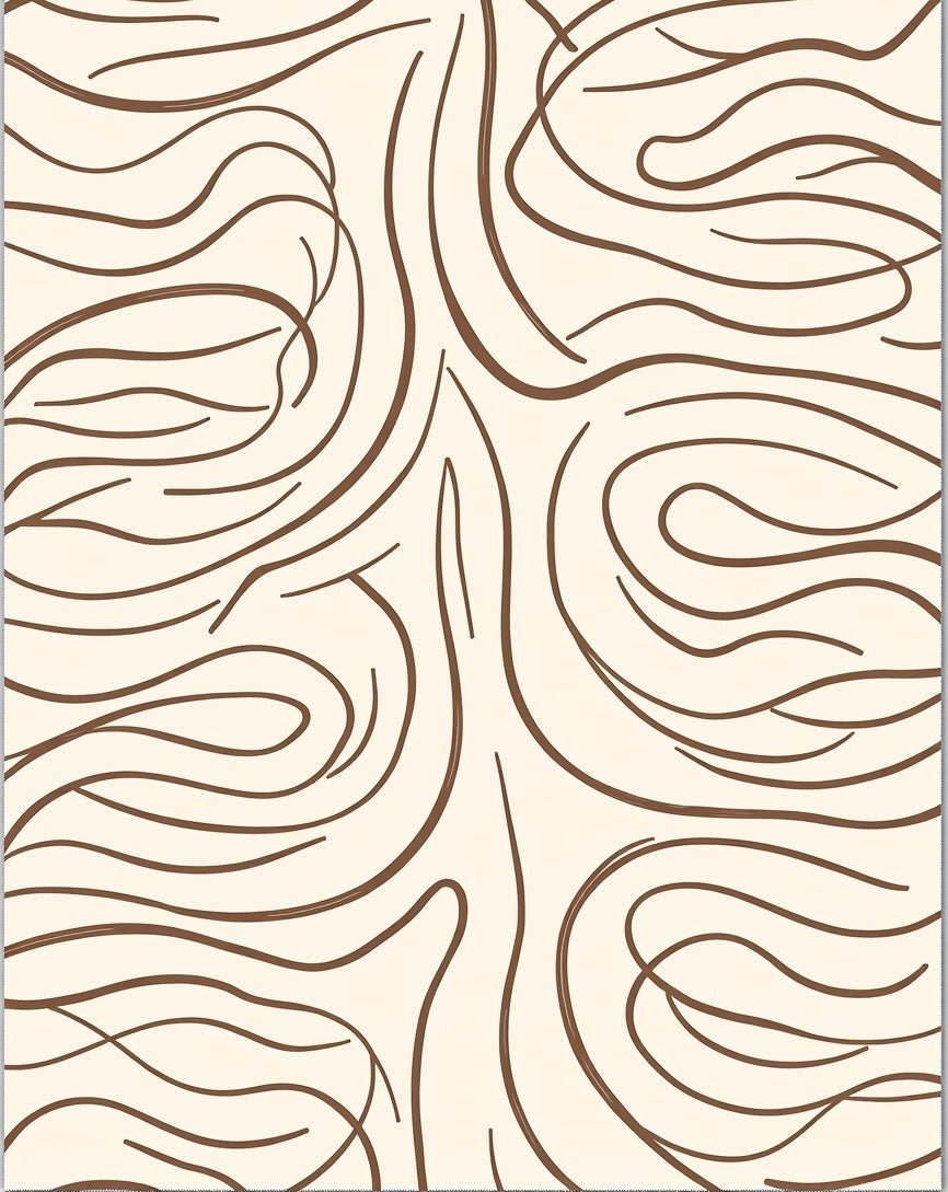 Organic Brown Wavy Line Pattern Rug