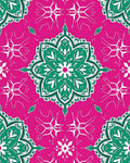 Vibrant Magenta Emerald Medallion Tapestry Rug