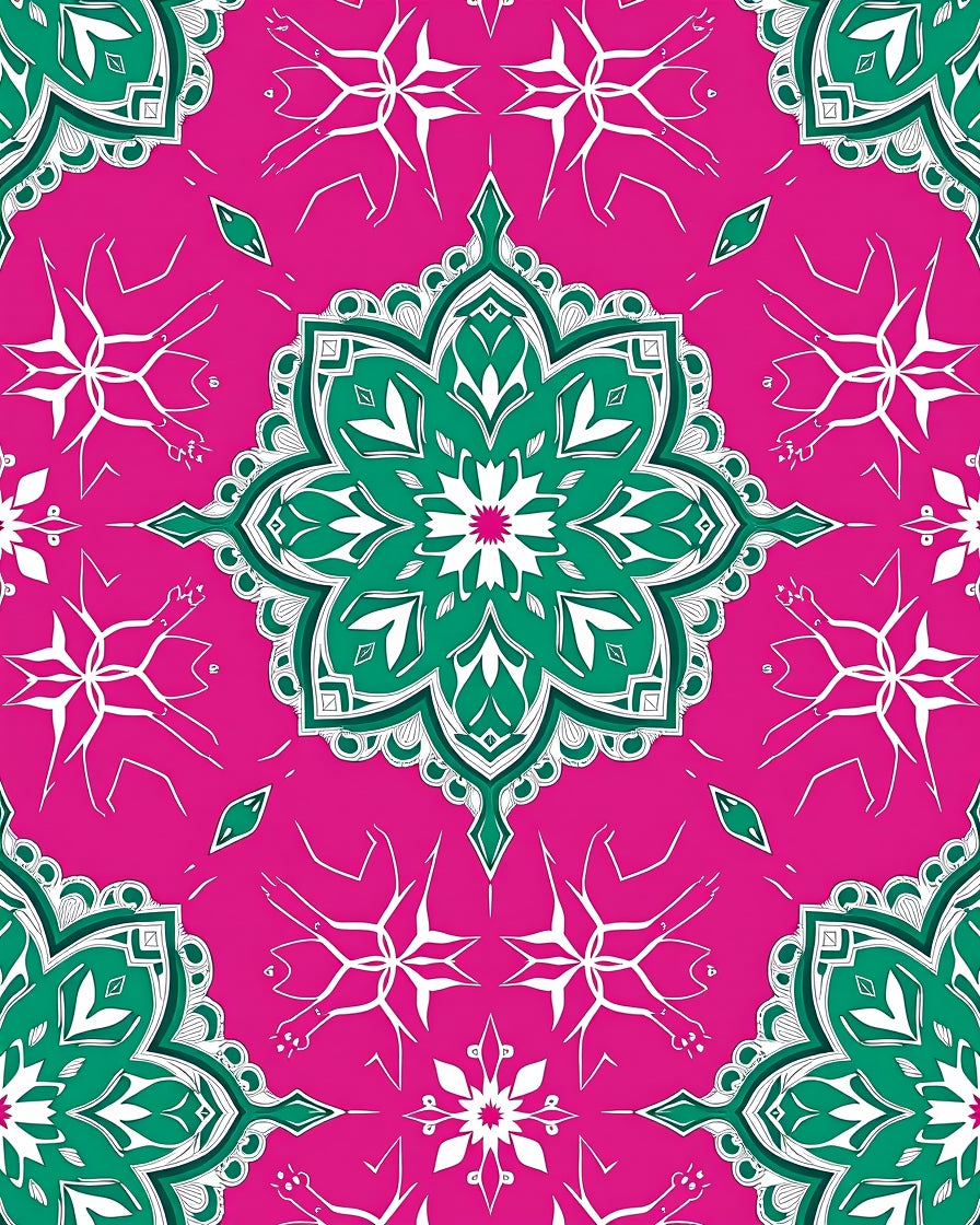 Vibrant Magenta Emerald Medallion Tapestry Rug
