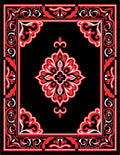 Bold Black Red Floral Medallion Rug