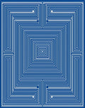 Concentric Blue White Maze Pattern Rug