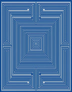 Concentric Blue White Maze Pattern Rug
