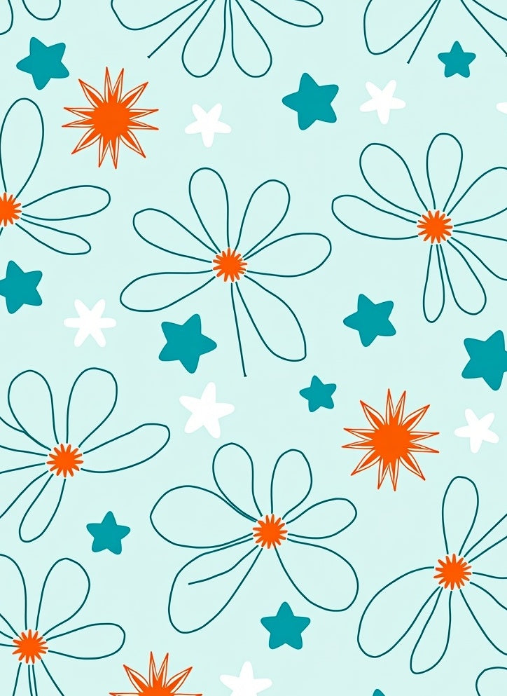 Whimsical Floral Star Design Rug