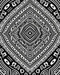 Bold Black White Tribal Diamond Design Rug