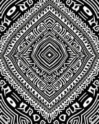 Bold Black White Tribal Diamond Design Rug