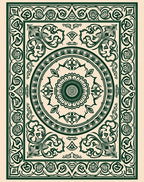 Intricate Green Floral Mandala Design Rug