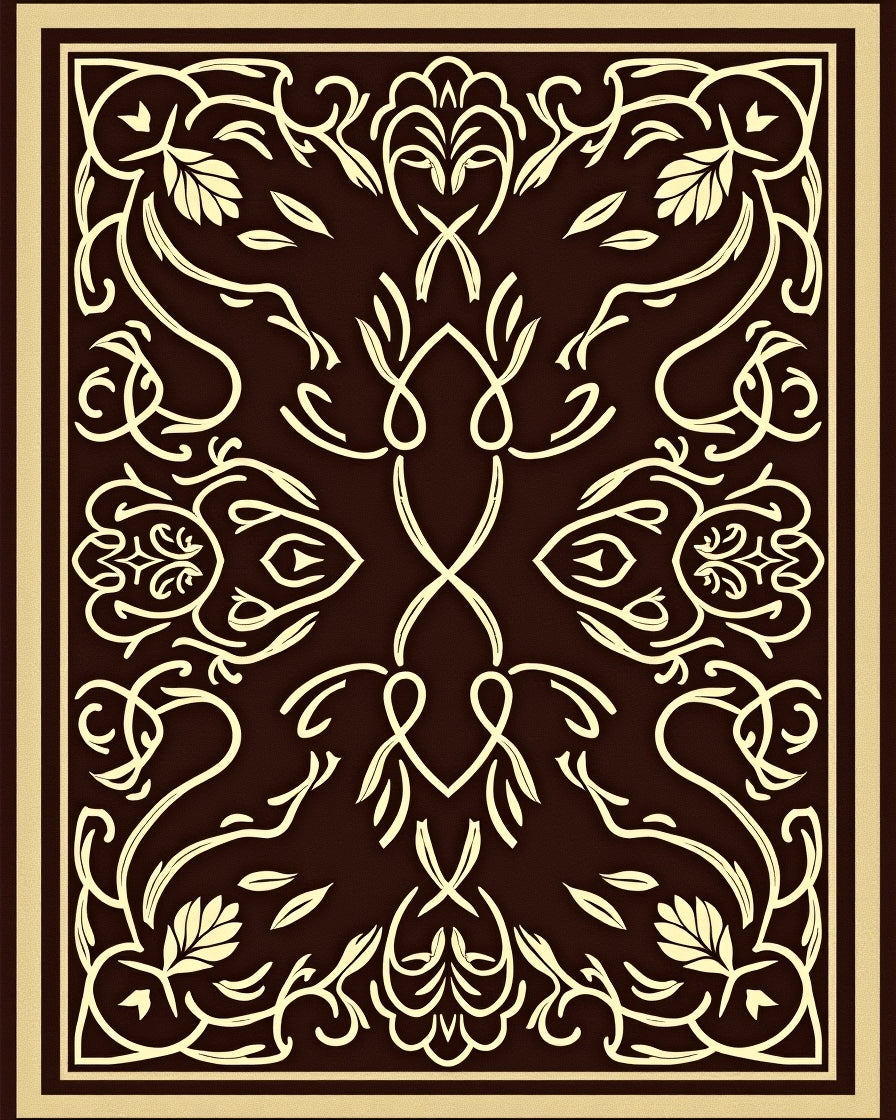 Intricate Floral Vine Dark Pattern Rug