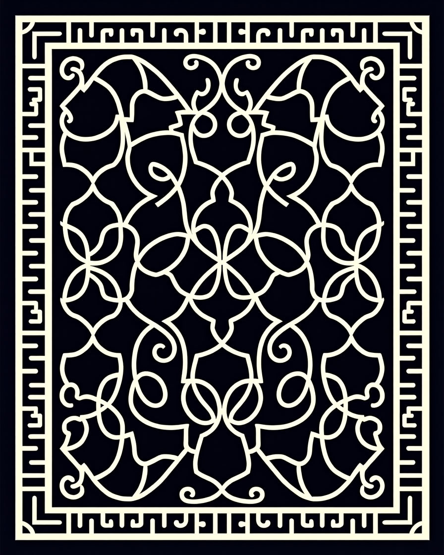 Intricate Cream Geometric Lattice Rug