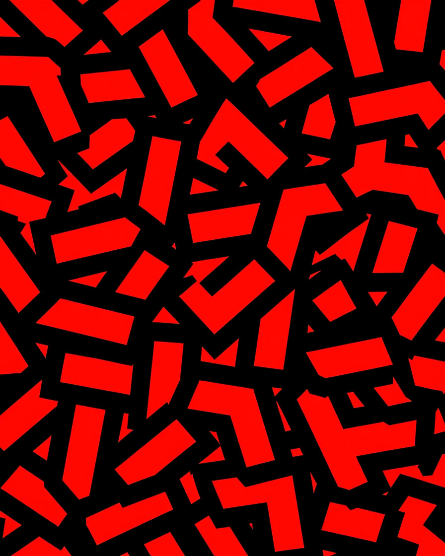 Bold Geometric Abstract Red Black Rug
