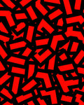 Bold Geometric Abstract Red Black Rug