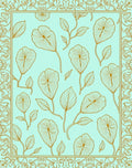 Golden Floral Outline With Mint Background Rug