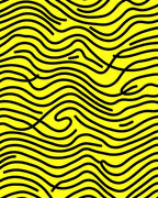 Bold Black Wavy Stripe Pattern Rug