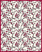 Floral Vine Pattern with Dark Red Rug