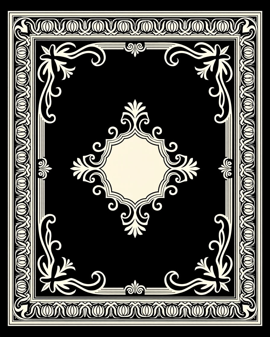 Vintage Floral Accent Black Rug