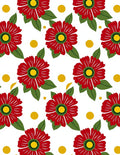 Red Flower Yellow Dot Pattern Rug