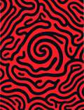Bold Red Black Wavy Maze Design Rug