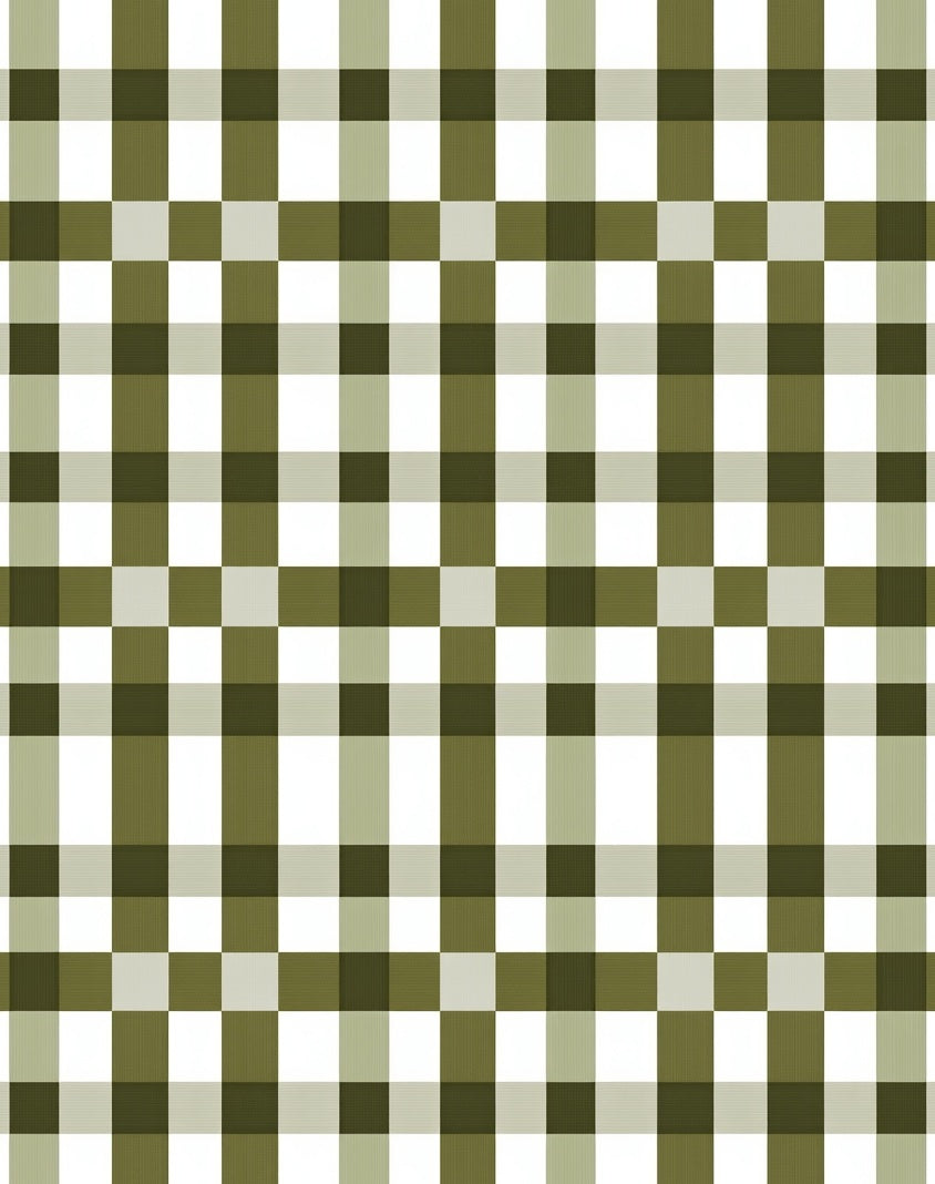 Olive Green Plaid Pattern Rug