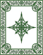 Art Nouveau Green Floral Star Frame Rug