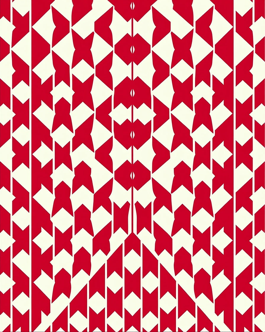 Bold Red Geometric Pattern Rug