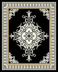 Classic Black Cream Scrollwork Floral Rug