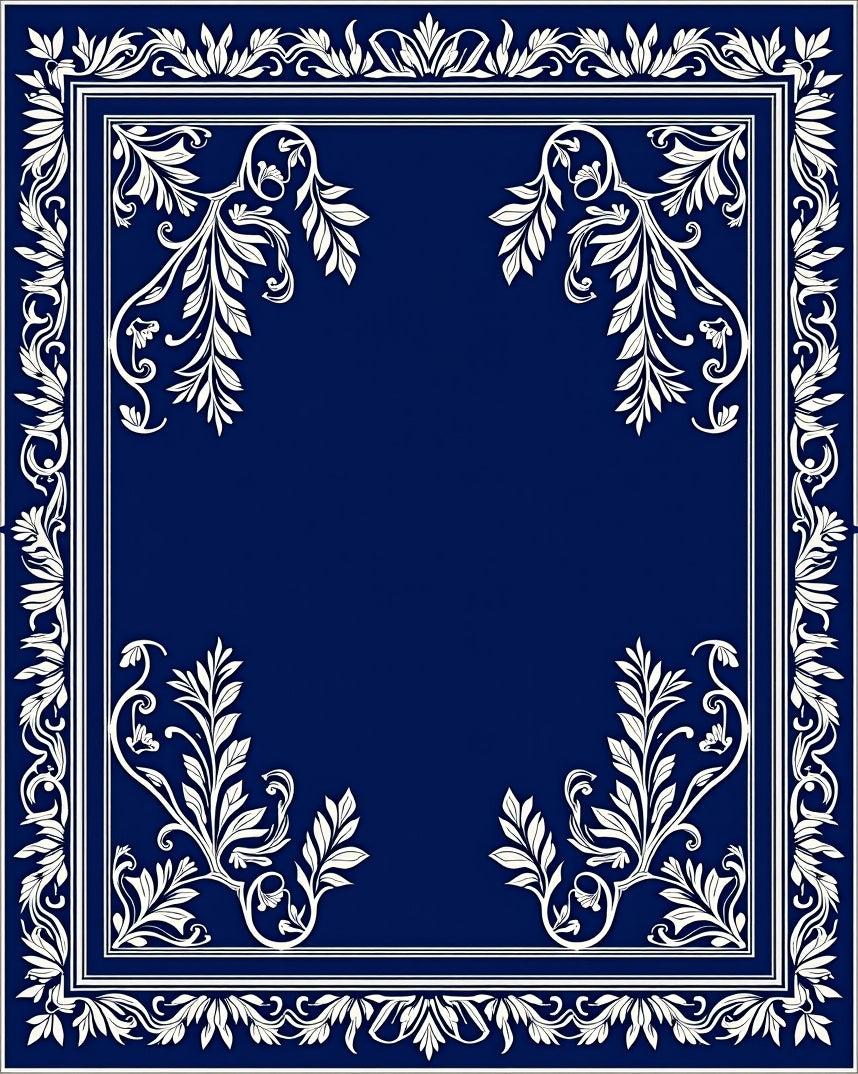 Elegant Floral Vines Border Design Rug