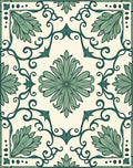 Elegant Teal Floral Scrollwork Design Rug