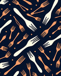 Orange White Fork Scattered Stars Rug