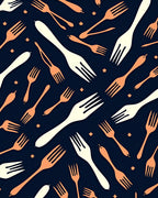 Orange White Fork Scattered Stars Rug