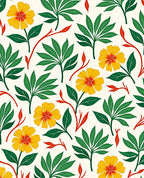 Tropical Floral Pattern With Yellow Blossoms Rug