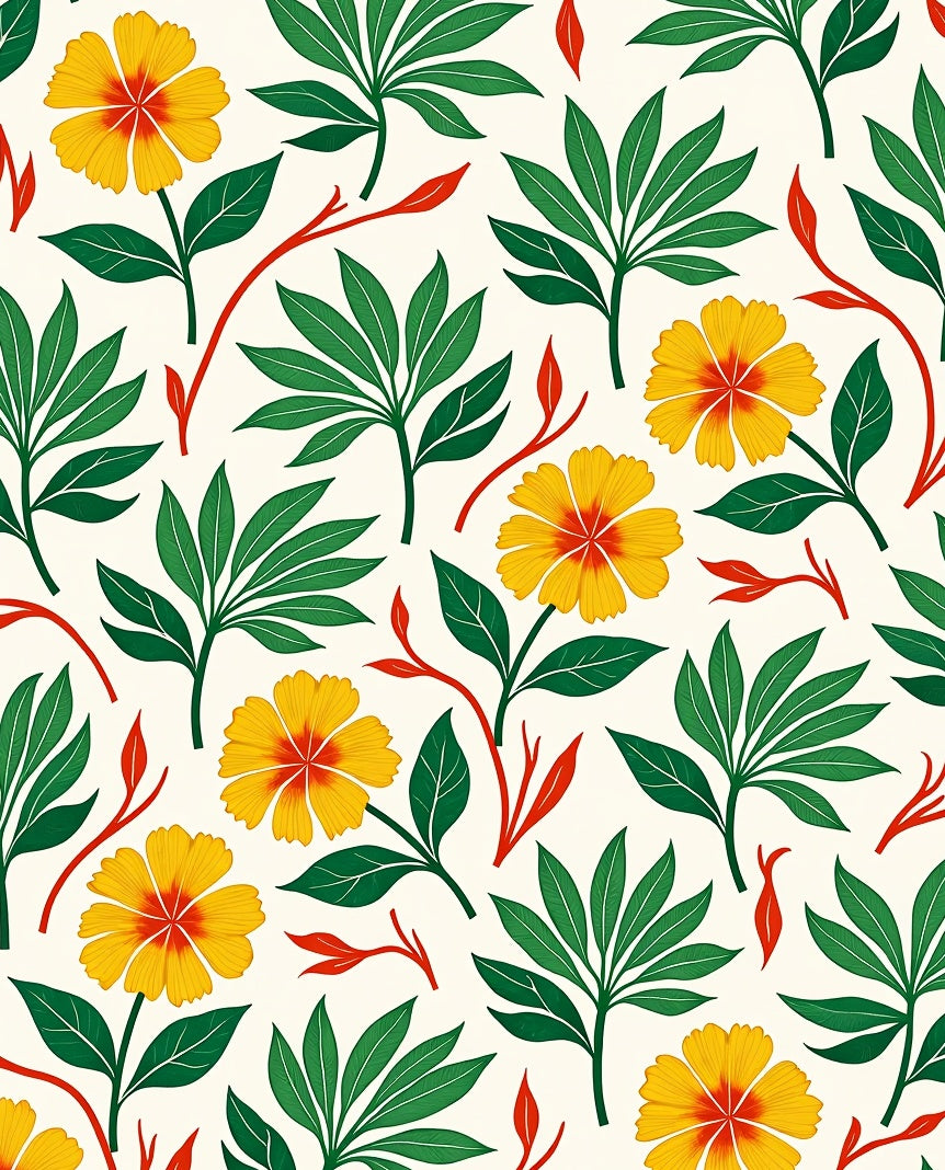 Tropical Floral Pattern With Yellow Blossoms Rug