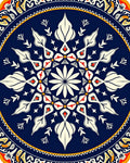 Intricate Floral Medallion Blue Pattern Rug