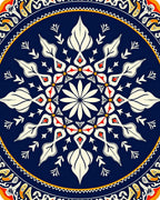 Intricate Floral Medallion Blue Pattern Rug