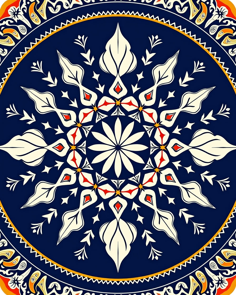 Intricate Floral Medallion Blue Pattern Rug