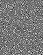 Abstract Black Curve Pattern Rug