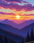 Sunset Mountains And Clouds Design Rug