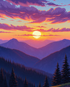 Sunset Mountains And Clouds Design Rug