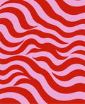 Bold Red Pink Wavy Pattern Rug