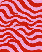 Bold Red Pink Wavy Pattern Rug