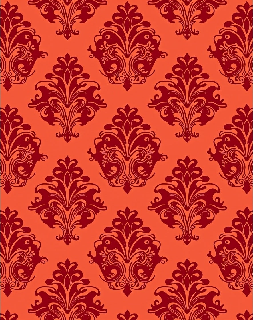 Red Damask Classic Pattern Rug