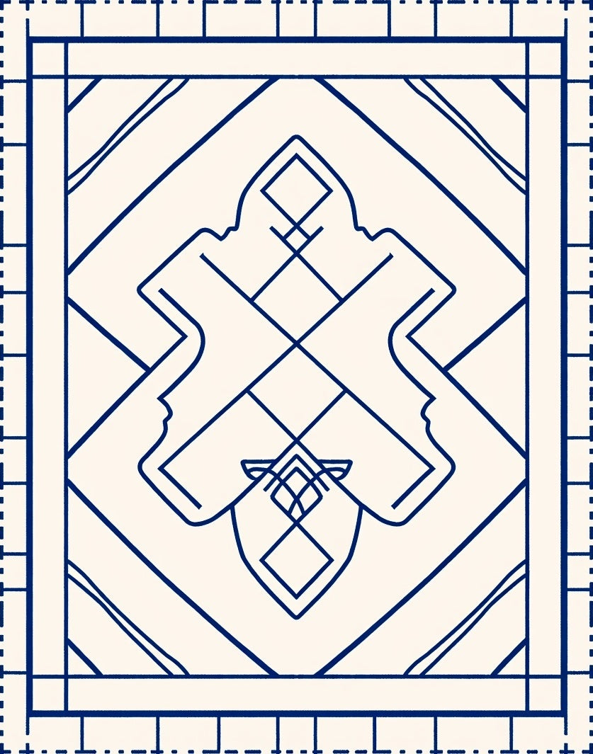 Modern Blue Linear Geometric Pattern Rug