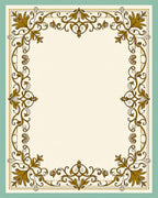 Ornate Golden Floral Border Design Rug
